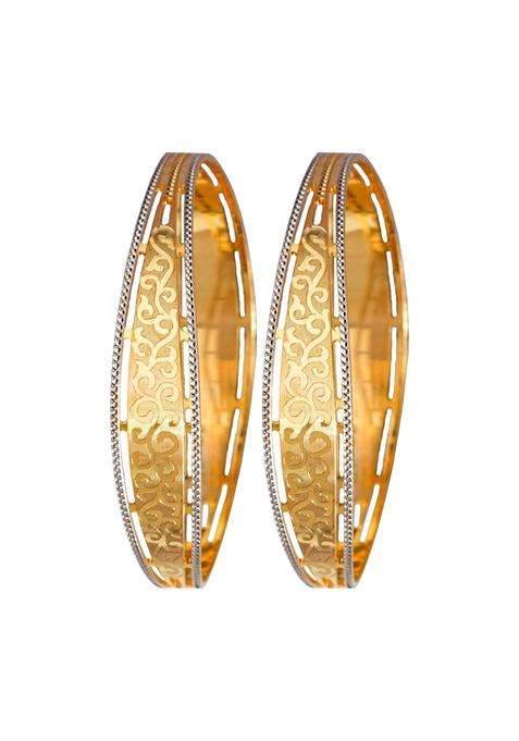 Cygni Bangles Gold Plated CNC Forming Bangles for Women Set of 2