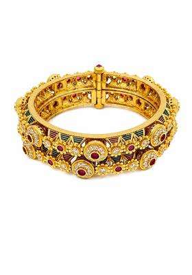 PM AURA Jewels Traditional Gold Plated Kundan Kada Bangle for Women