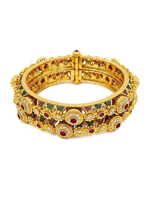 PM AURA Jewels Traditional Gold Plated Kundan Kada Bangle for Women
