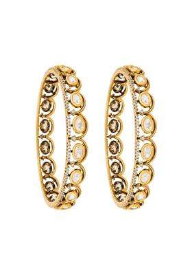 Kushals Fashion Jewellery White Victorian Plated Kundan Bangles for Women Bridal and Occasion Wear