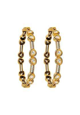 Kushals Fashion Jewellery White Victorian Plated Kundan Bangles for Women Bridal Bridesmaid and Occasion Wear