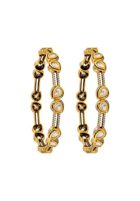 Kushals Fashion Jewellery White Victorian Plated Kundan Bangles for Women Bridal Bridesmaid and Occasion Wear