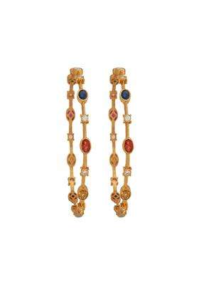 Kushals Fashion Jewellery Navaratna Gold Polished 925 Silver Temple Bangles
