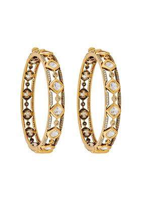 Kushals Fashion Jewellery White Victorian Plated Kundan Bangles for Women Bridal and Occasion Wear