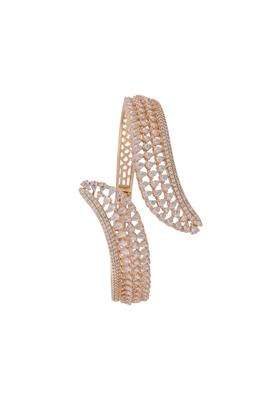 Kushals Fashion Jewellery White Rhodium Plated Zircon Kada for Women with Secure Lock Party