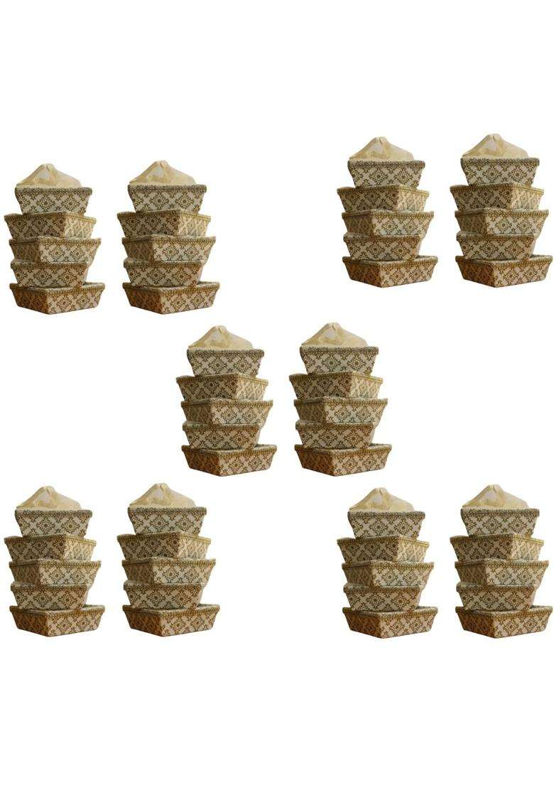 Scissors Craft Premium Printed Hardboard Gift Hamper with Golden Net Cover Pack of 50 - Indya