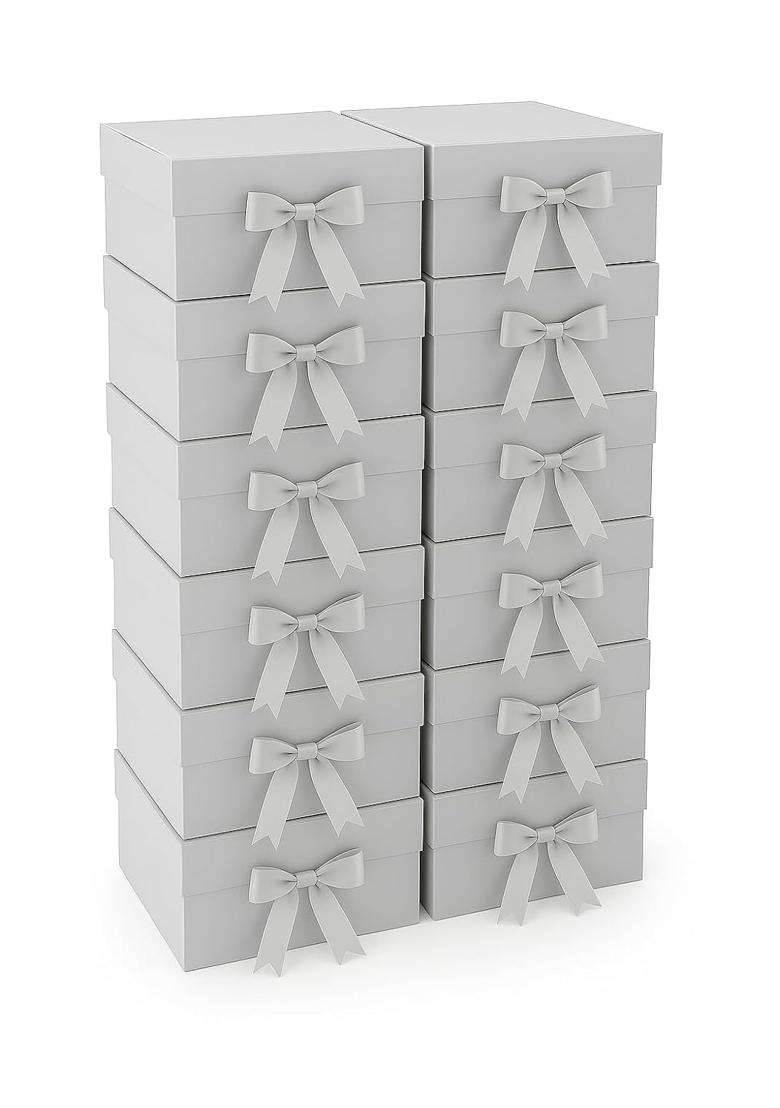 Awestuffs Premium Silver Gift Boxes for Gift Packaging Reusable Decorative Gift Boxes Pack of 12 - Indya