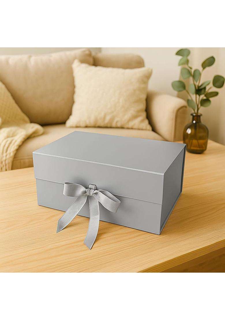 Awestuffs Premium Silver Gift Boxes for Gift Packaging Reusable Decorative Gift Boxes Pack of 12 - Indya