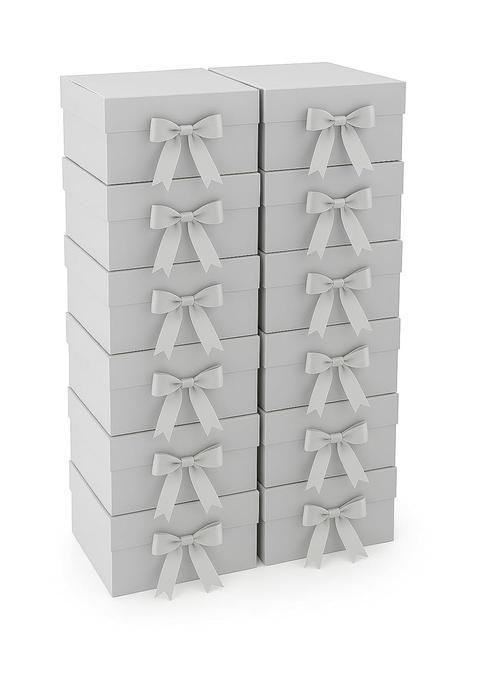 Awestuffs Premium Silver Gift Boxes for Gift Packaging Reusable Decorative Gift Boxes Pack of 12