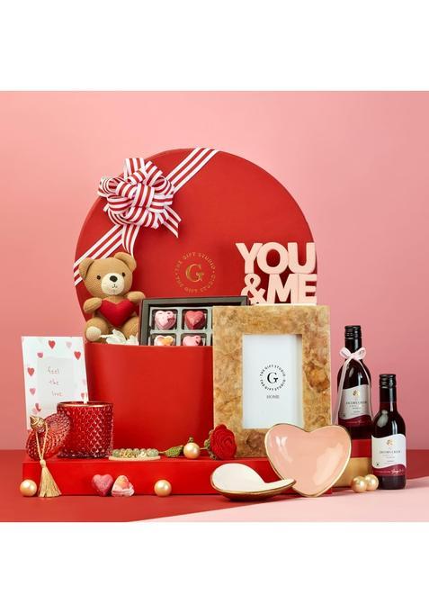 The Gift Studio COM the Forever Love Valentine Hamper Luxury Valentines Day Gift with Wine Forever Rose