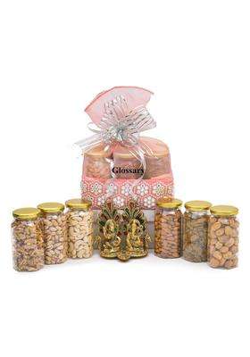 Glossary DRY Fruit and NUTS and Laxmi Ganesh JI SHOW Piece Gift Hamper Basket Box Pack for Diwali