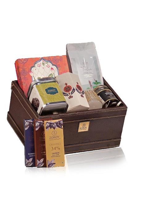Zoroy Luxury Chocolate Club Hamper Gift Box with Assorted Chocolates Dry Fruits Nuts Cookies and Honey