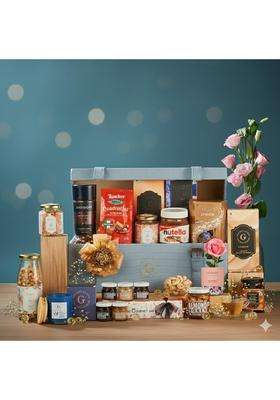 The Gift Studio Blue COM Luxury Food Trunk Gourmet Gift Hamper Premium Chocolates Nuts Coffee Tea Truffles