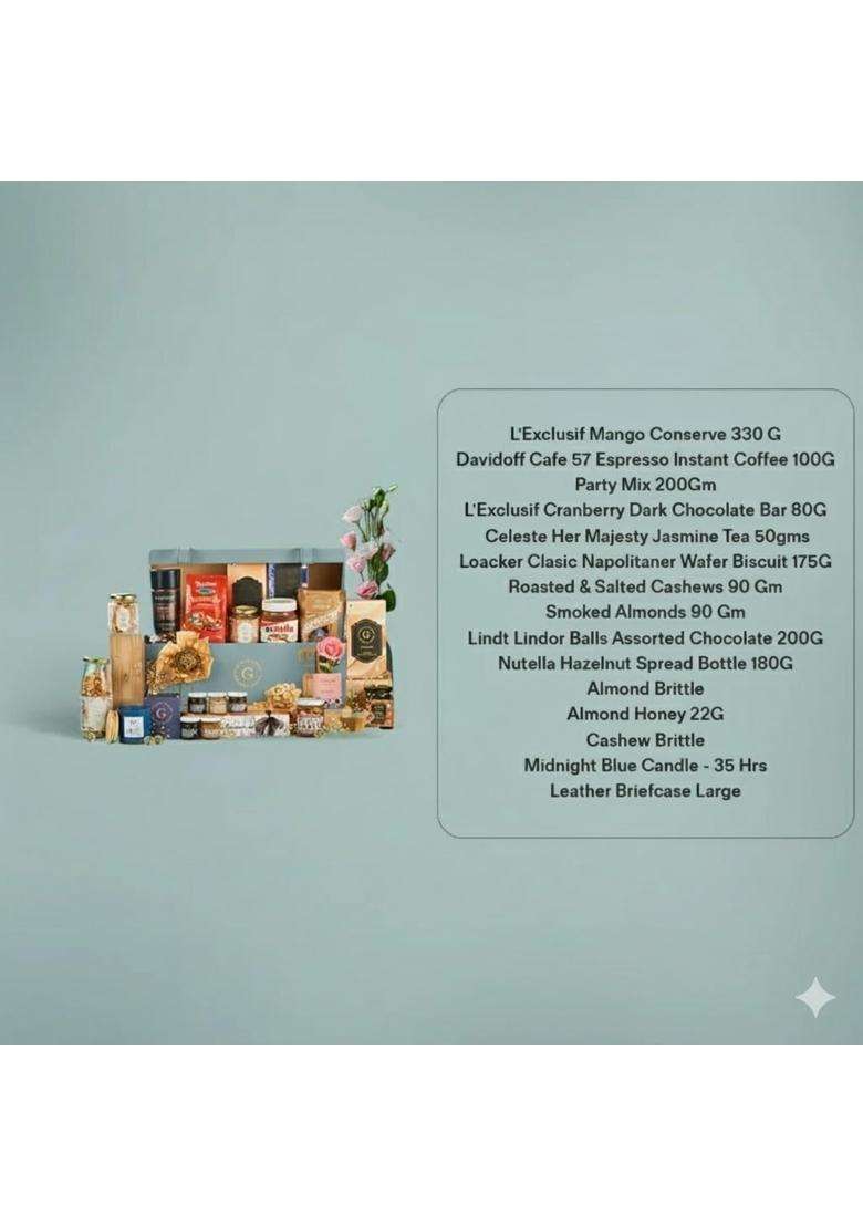 The Gift Studio Blue COM Luxury Food Trunk Gourmet Gift Hamper Premium Chocolates Nuts Coffee Tea Truffles - Indya