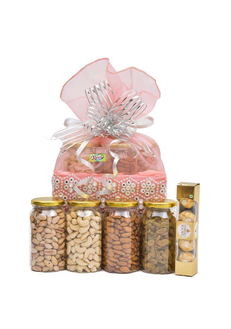 VT REAL Nutri Dry Fruit and Nut and Chocolate Combo Pack Gift Box Gift Basket Gift Hamper for Diwali - Indya