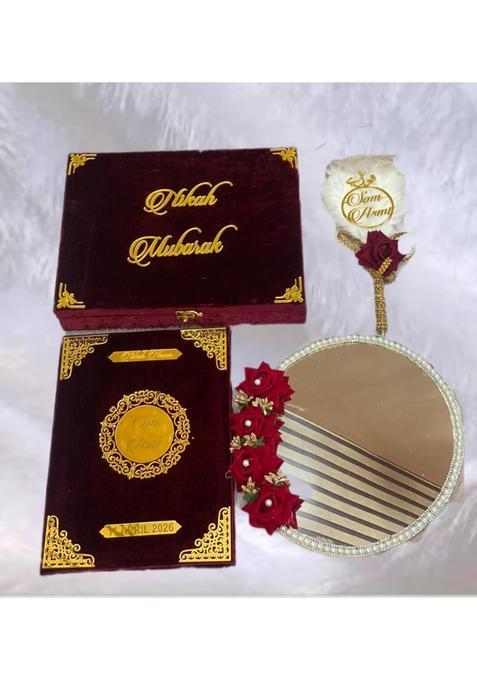 Hiba Gift Elegant Islamic Customised Nikah Nama Booklet Certificate Nikah Sign with Storage Box