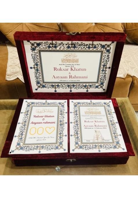 HDM Creation Customized and Personalised Maroon Fancy Wedding Hamper Set 3 Items Combo Including Qubool Hai