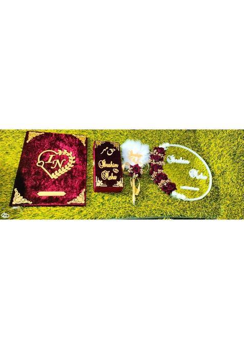 Custom ISHQ ART Islamic Customised Nikah Nama Booklet with Certificate Nikah Sign Pen Mehar Box