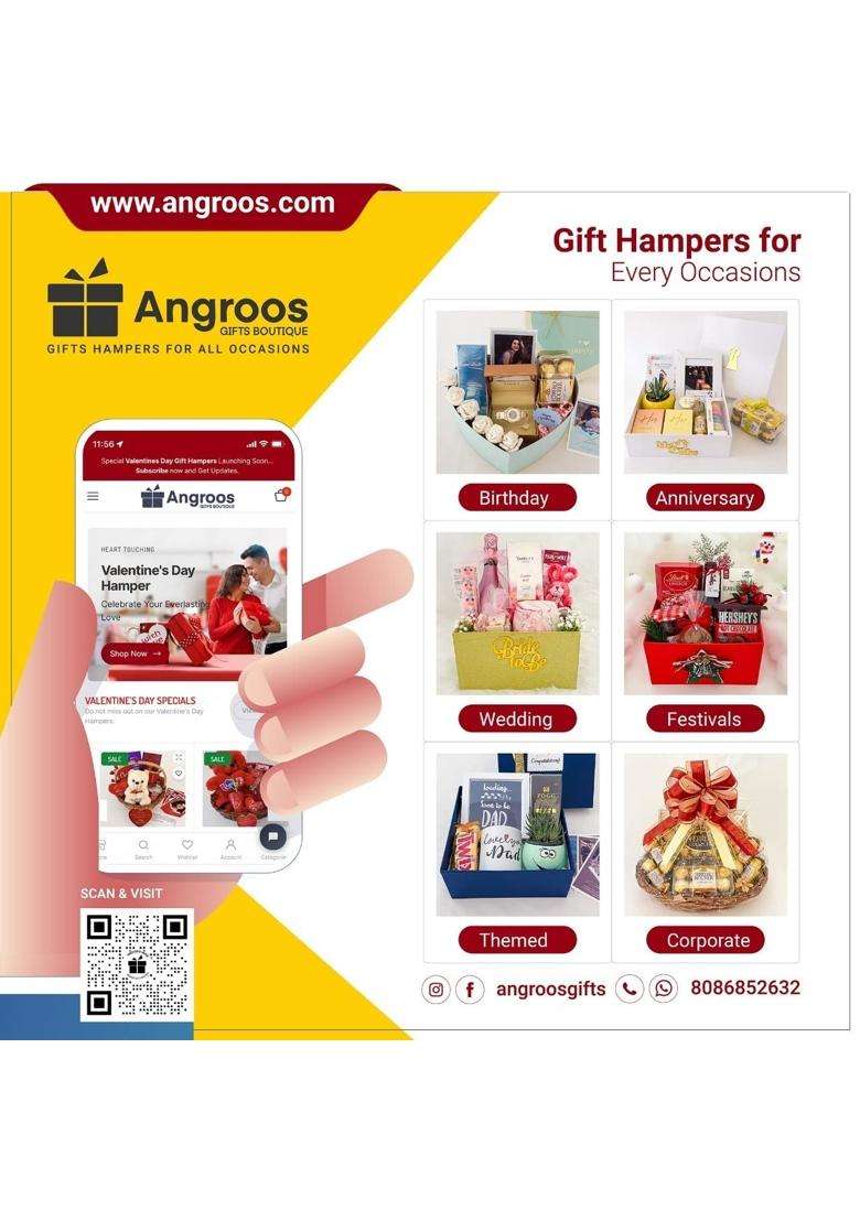 Angroos Brown Exciting Wedding Hamper Ideas for Couples with Tasty Grape Juice Chocolates and Greetings - Indya