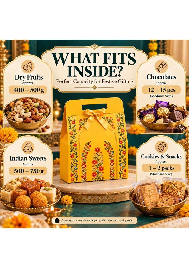 Satyam Kraft 24 Pcs Big Yellow Rajwadi Gift Hamper Box with Ribbon - Indya