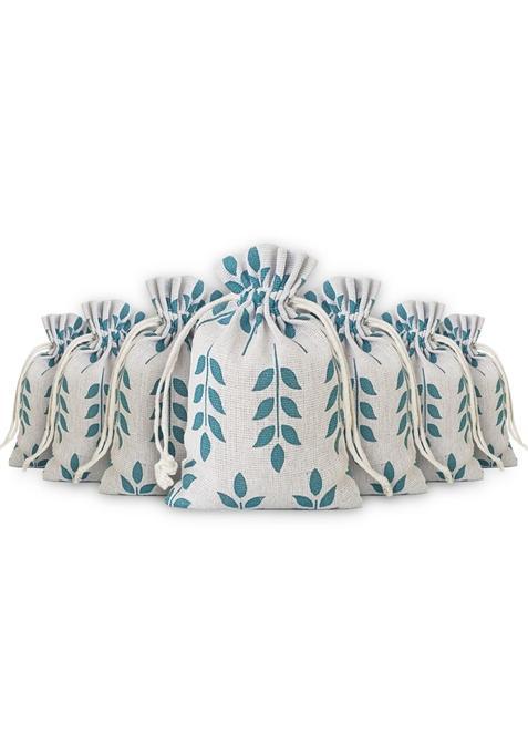 Lifekrafts Linen Jute Pouches Leaf Design Pack of 50