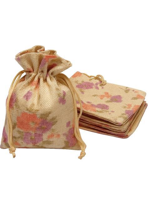 Lifekrafts Linen Jute Pouches Purple Floral Pack of 100