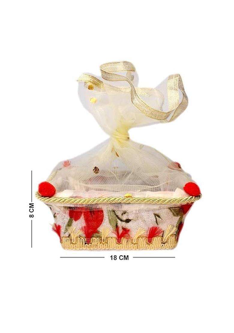 KYNA Net Decorative Fancy Gift Baskets Dry Fruit Packing Baskets Hamper Set for Wedding and Diwali Gifting - Indya