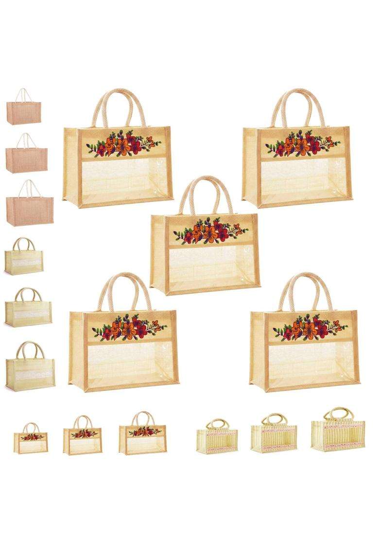 Red WIND Reusable Jute Bags with Zip Closure Eco Friendly Jute Bags for Hampers Return Gifts Wedding Pooja - Indya