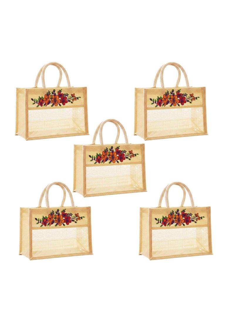 Red WIND Reusable Jute Bags with Zip Closure Eco Friendly Jute Bags for Hampers Return Gifts Wedding Pooja - Indya