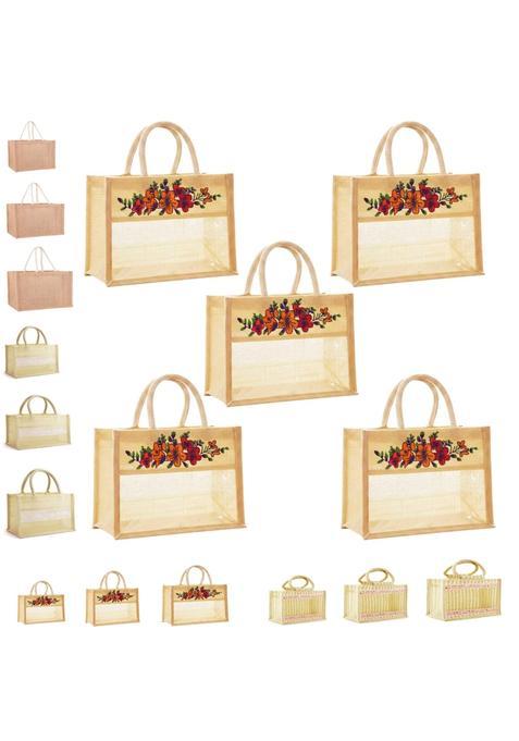 Red WIND Reusable Jute Bags with Zip Closure Eco Friendly Jute Bags for Hampers Return Gifts Wedding Pooja