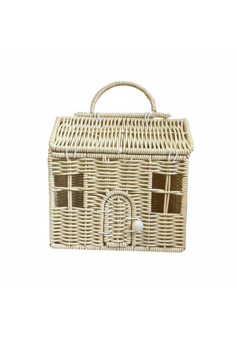 Merishopp with Handle Woven Rattan Gift Box Decorative Handmade Gift Hamper Portable House Shaped Basket
