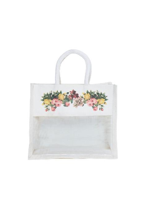 White Hamper Bag with Transparent Window Eco Friendly Bag for Gifting Return Gifts Dry Fruits