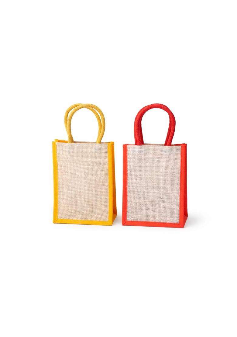 Red Pixel BAGS Wedding Jute Gift Bag 8x10x4 and Half Inches Reusable Hamper and Return Gift Bag with Closure - Indya