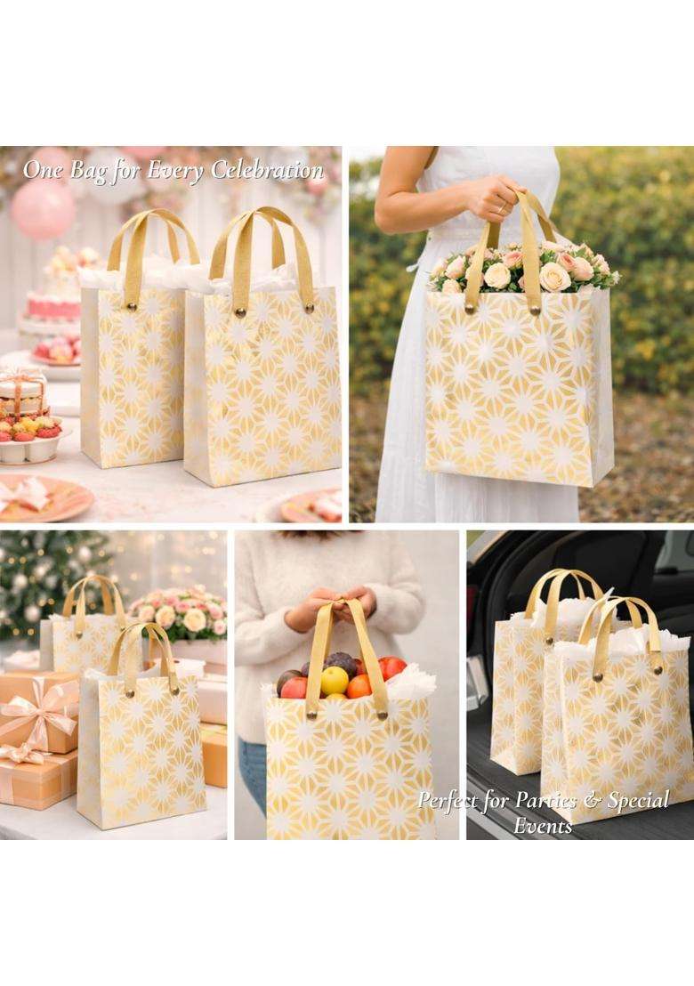 The Party Culture 50 Pcs Translucent Gift Bags with Golden Handle - Indya