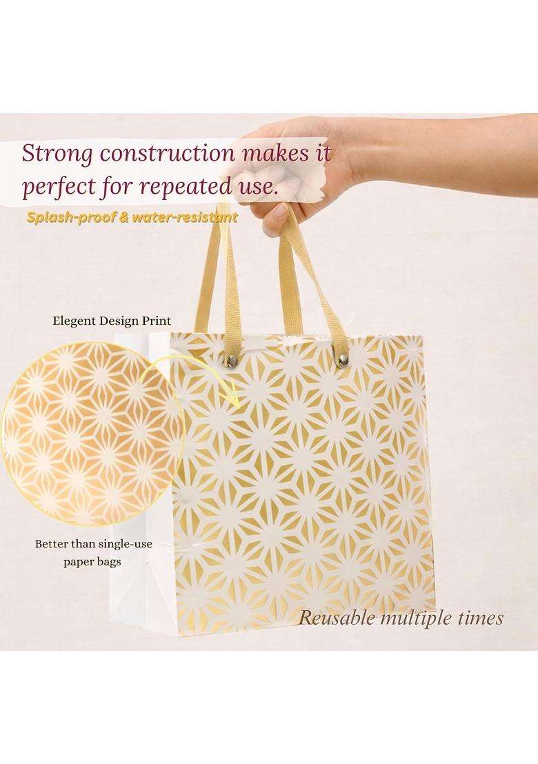 The Party Culture 50 Pcs Translucent Gift Bags with Golden Handle - Indya