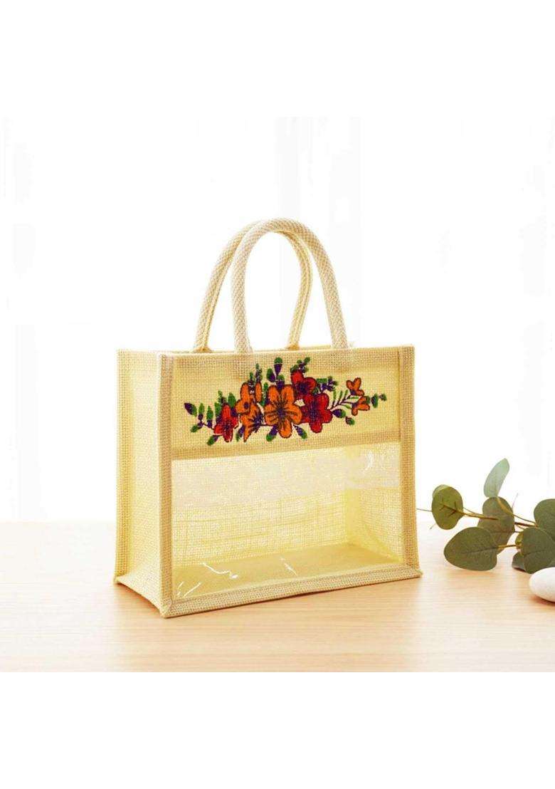 Red WIND Reusable Jute Bags with Zip Closure Eco Friendly Jute Bags for Hampers Return Gifts Wedding Pooja - Indya