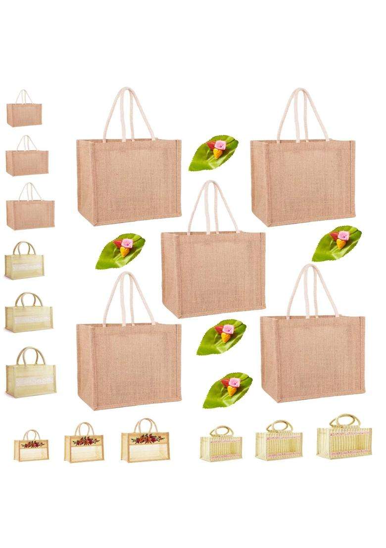 Red WIND Reusable Jute Bags with Zip Closure Leaf and Haldi Kumkum Pouches - Indya