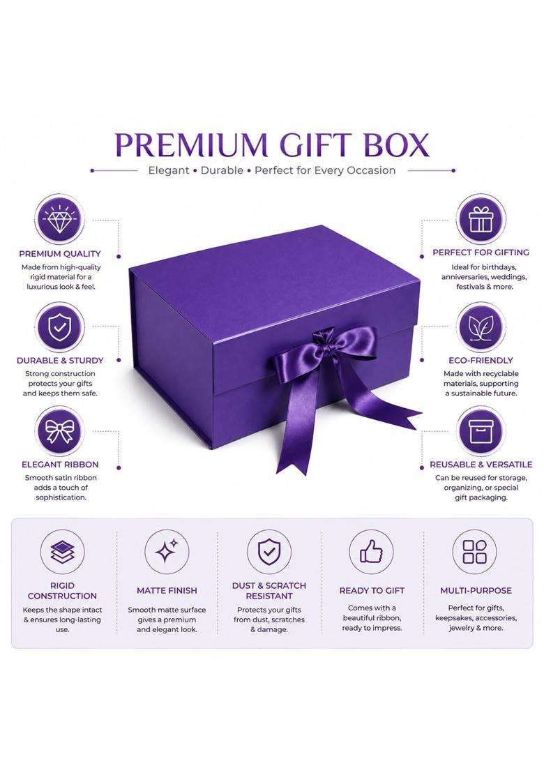 Aakriti Empty Gift Box with Satin Ribbon 24 17 10 CM Rigid Gift Box - Indya