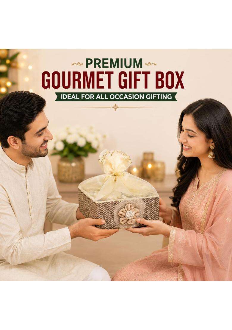 Gifting Best Wishes Multicolor Diwali Gift Basket with 4 Glass Jars and Organza Potli Almonds Cashews - Indya