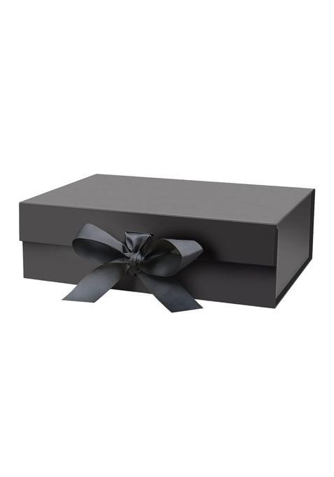 Frotocity Store Black Luxury Magnetic Gift Box 12 X 10 X 4 Inch Elegant Ribbon Bow Hamper Box
