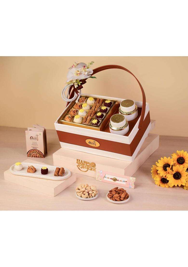 Oasis Baklawa Premium Dry Fruits and Sweets Gift Hamper Cashews Almonds - Indya