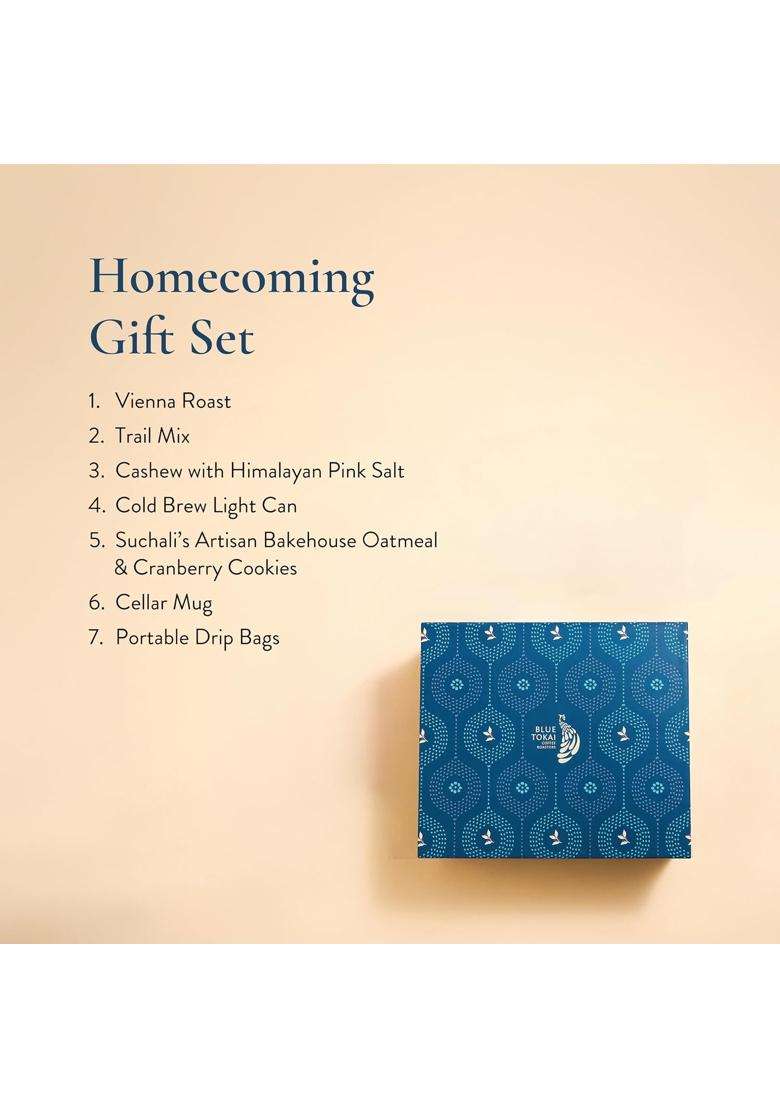 Blue Tokai Coffee Roasters Homecoming Gift Hamper Coffee Can Trail Mix Cookies Ground Coffee - Indya