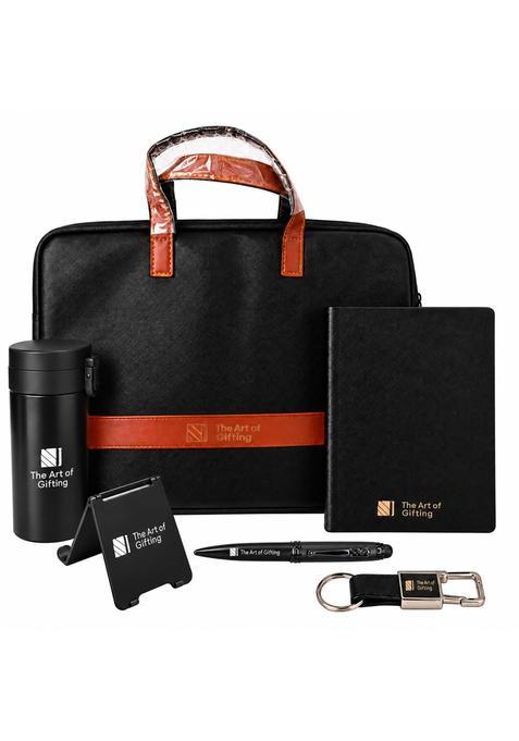 Corporate Black Gift Set Executive Welcome Kit and Joining Hamper with Laptop Bag Tumbler A5 Diary Metal Pen