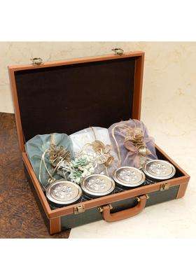 Ghasitaram Gifts Jaiccha Leather Gift Hamper Box of Sweets Namkeen and Dryfruit