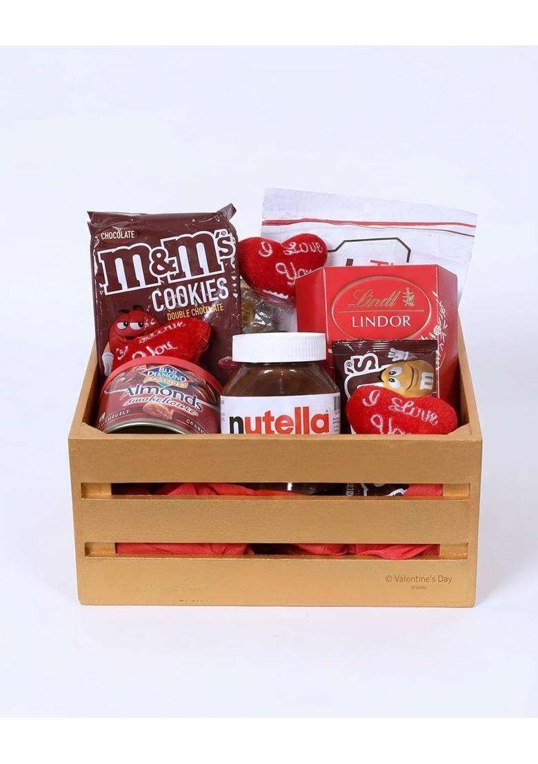 Gourmet Maroon 9 Item Luxury Gift Basket with Chocolates M and M Cookies Olive Oil Pasta and Pesto - Indya
