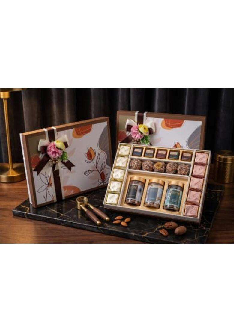 Arome Plain Perfect Present Box Gift Hamper Almonds Cashews Afghan Raisins Gulkand Anjeer Bites - Indya