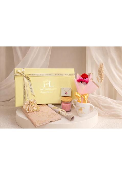 Feel the Luxury Premium Gift Hamper for Women Luxury Gift Box with Bone China Mug Vanilla Candle
