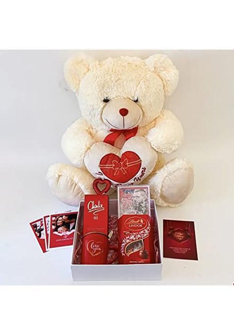 Angroos Red Romantic Valentines Day Gift Hampers with Elegant Teddy Frames and Cards