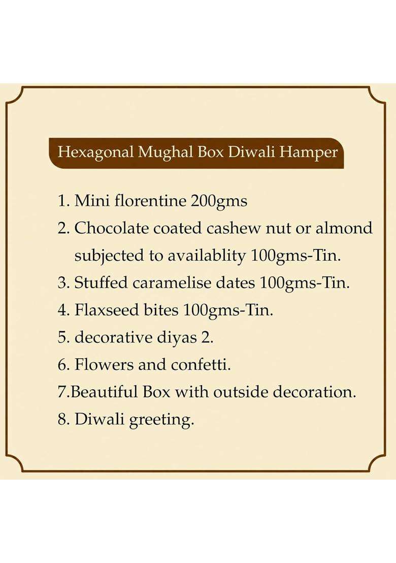 Indulgence by Shweta Hexagonal Mughal Box Diwali Gifting Hamper with Treats - Indya