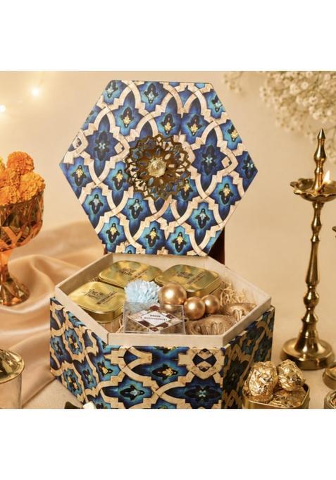 Indulgence by Shweta Hexagonal Mughal Box Diwali Gifting Hamper with Treats